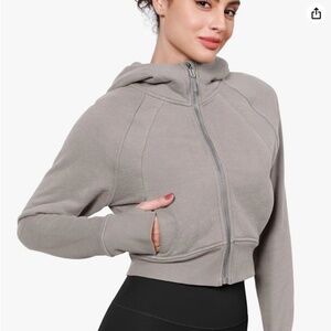 ODODOS | Full-Zip Cropped Hoodie Fleece Lined Long Sleeve Crop Sweatshirt